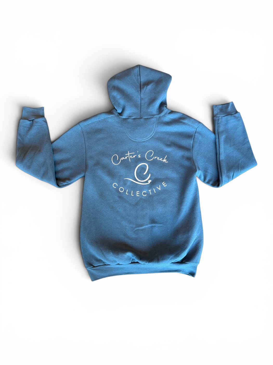 ReFlex fleece zip hoodie in sea blue — Carter's Creek Collective mark across the back